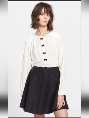 kate spade White Blouse with Black Bow Buttons